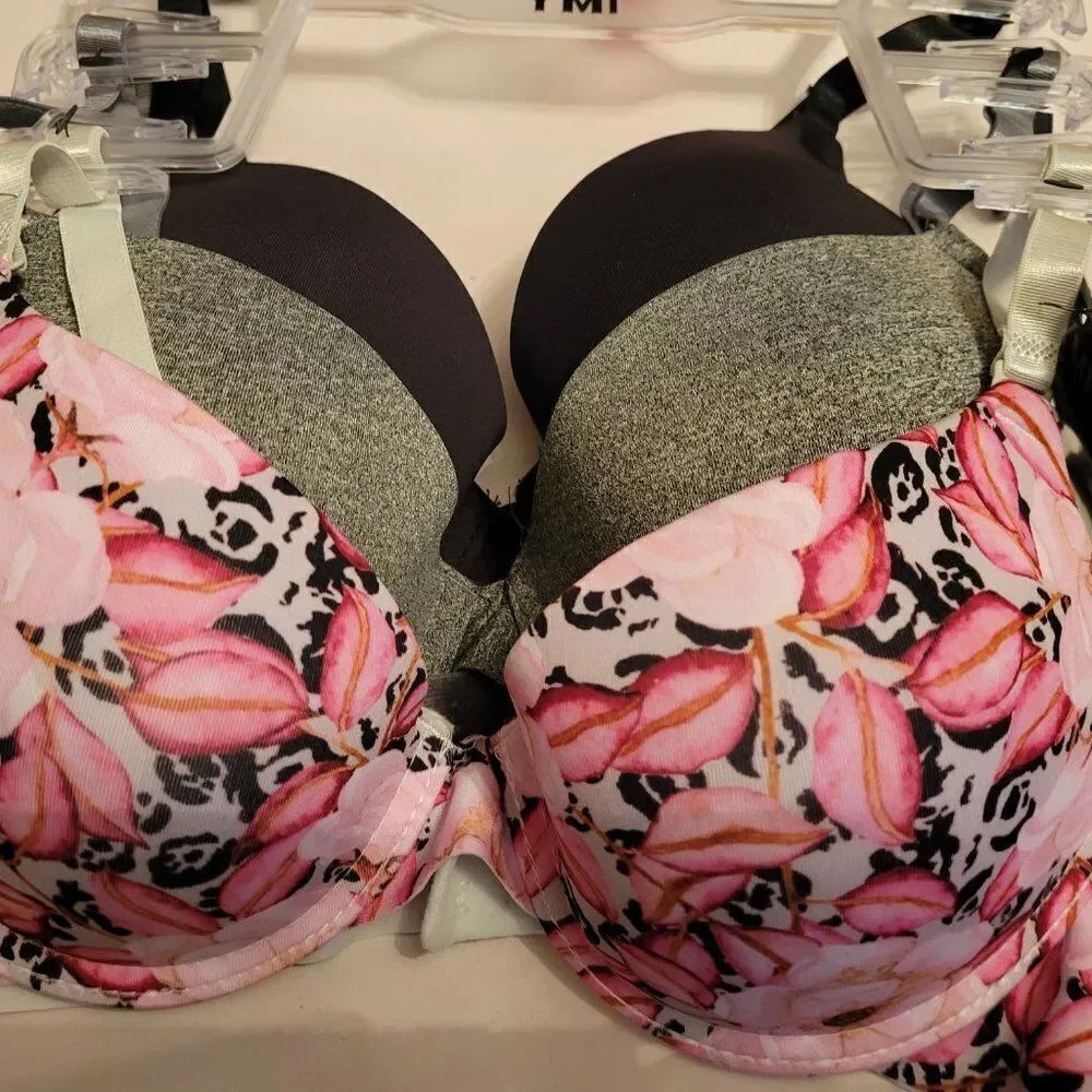 BRANDNEW YMI Women's Print and Solid Push-Up Bra Set, 3-Pac - Picture 8 of 16